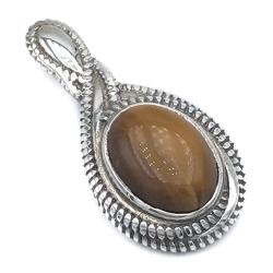 CIONDOLO PENDENTE ZIP CHARM CON OCCHIO DI TIGRE ARGENTO 925