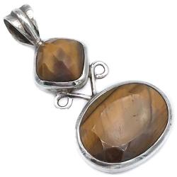 CIONDOLO PENDENTE GEOMETRIC CHIC CHARM OCCHIO DI TIGRE ARGENTO 925