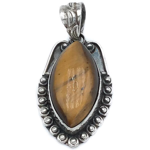 CIONDOLO PENDENTE SCUDO CHARM PUNTINATO OCCHIO DI TIGRE ARGENTO 925