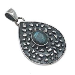 CIONDOLO PENDENTE GOCCIA LASTRICATO  LABRADORITE ARGENTO 925
