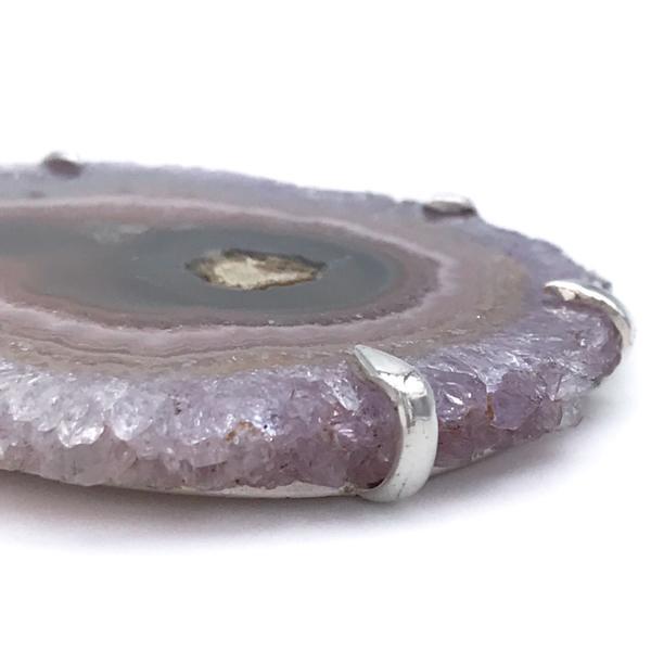 CIONDOLO PENDENTE AMETISTA DRUSA FLOWER ARGENTO 925