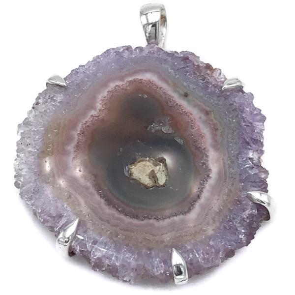 CIONDOLO PENDENTE AMETISTA DRUSA FLOWER ARGENTO 925