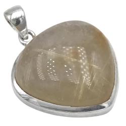 CIONDOLO MINIMAL PENDENTE GOCCIA QUARZO RUTILATO ARGENTO 925