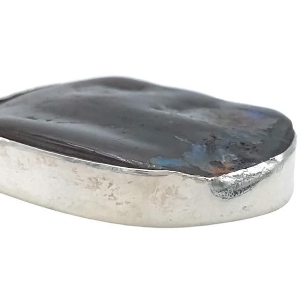 CIONDOLO MINIMAL PENDENTE ASIMMETRICO OPALE BOULDER NATURALE ARGENTO 925