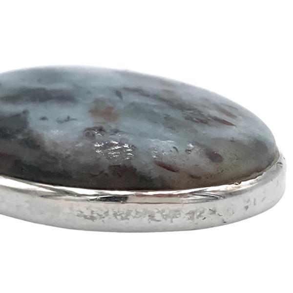 CIONDOLO MINIMAL PENDENTE OVALE QUARZO RUTILATO NERO ARGENTO 925