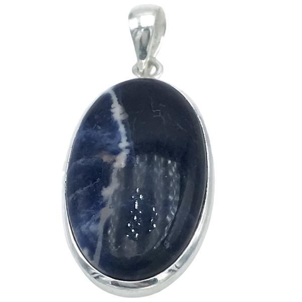 CIONDOLO MINIMAL PENDENTE OVALE SODALITE ARGENTO 925