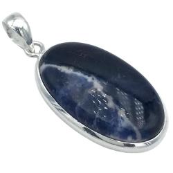 CIONDOLO MINIMAL PENDENTE OVALE SODALITE ARGENTO 925