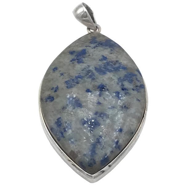 CIONDOLO MINIMAL PENDENTE ELLITTICO SODALITE ARGENTO 925 