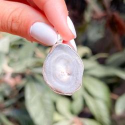 CIONDOLO MINIMAL PENDENTE DRUSA CALCEDONIO ARGENTO 925