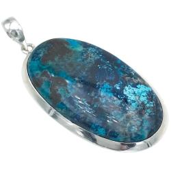 CIONDOLO MINIMAL PENDENTE OVALE AZZURRITE ARGENTO 925