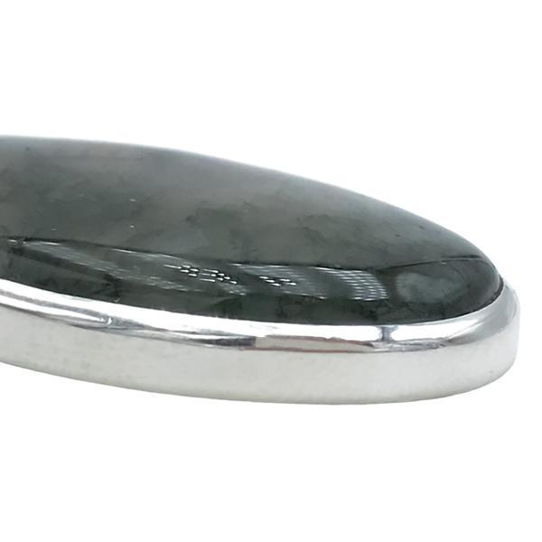 CIONDOLO MINIMAL PENDENTE OVALE AGATA MUSCHIATA ARGENTO 925