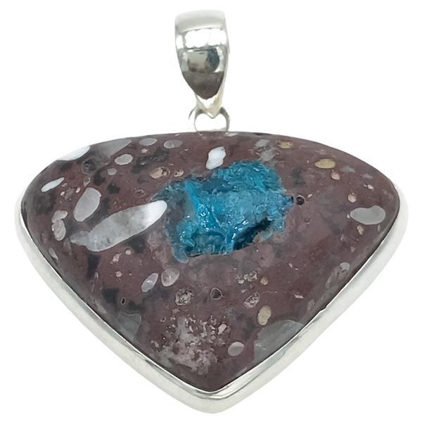 CIONDOLO GREAT LOVE PENDENTE TRIANGOLARE GEMMA CAVANSITE ARGENTO 925