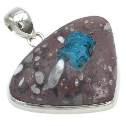 CIONDOLO GREAT LOVE PENDENTE TRIANGOLARE GEMMA CAVANSITE ARGENTO 925