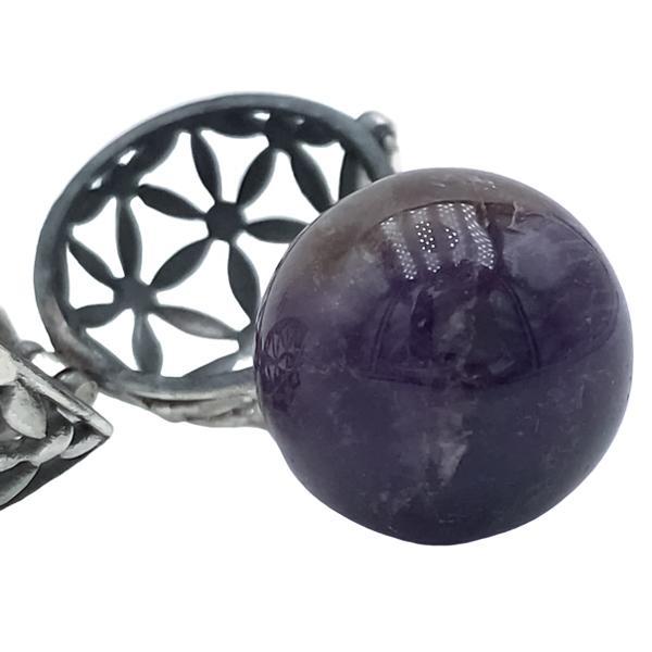 CIONDOLO PEDENTE GENESA CRYSTAL FIORE DELLA VITA AMETISTA ARGENTO 925