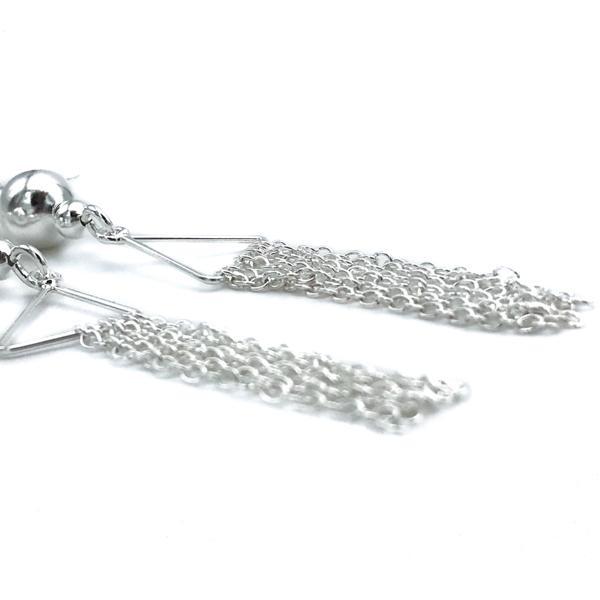 ORECCHINI FASHION GEOMETRIC PENDENTI SFERE CATENE ARGENTO 925
