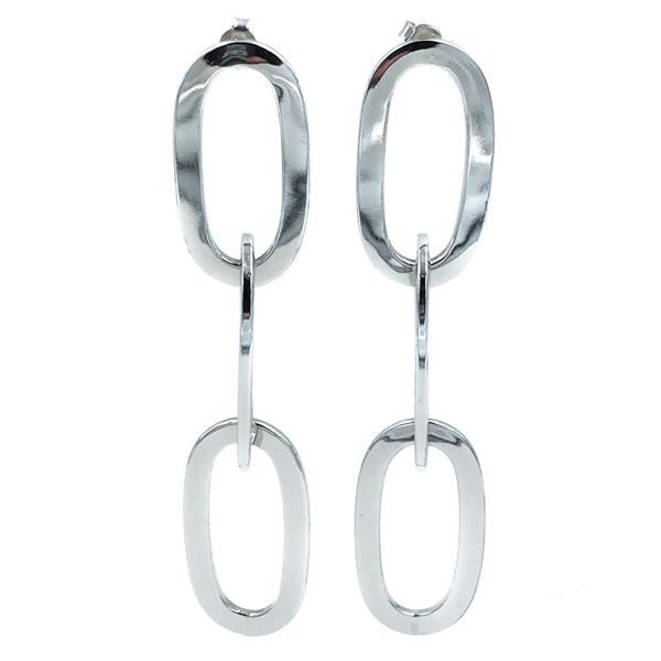 ORECCHINI CIRCLE PENDENTI OVALI CATENA ARGENTO 925 