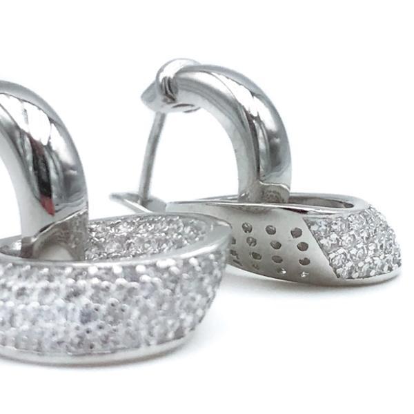 ORECCHINI ALL IN ONE COMPONIBILI SEMICIRCOLARI PROFILO BOMBATO ZIRCONI ARGENTO 925 