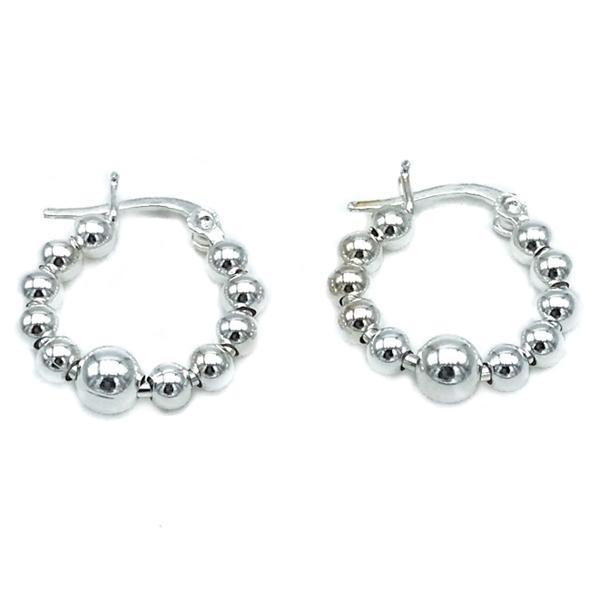ORECCHINI CERCHIO SFERE PASSANTI ARGENTO 925 VARIE DIMENSIONI