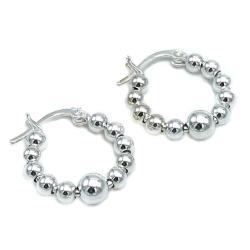 ORECCHINI CERCHIO SFERE PASSANTI ARGENTO 925 VARIE DIMENSIONI