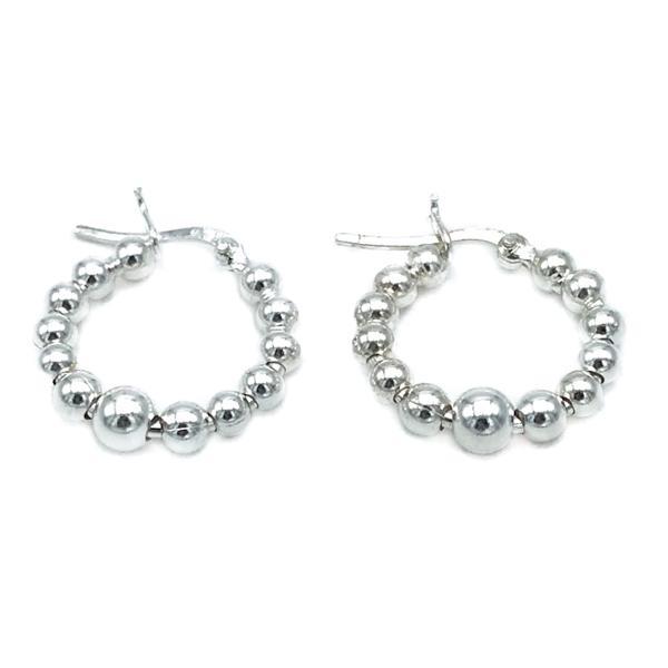 ORECCHINI CERCHIO SFERE PASSANTI ARGENTO 925 VARIE DIMENSIONI