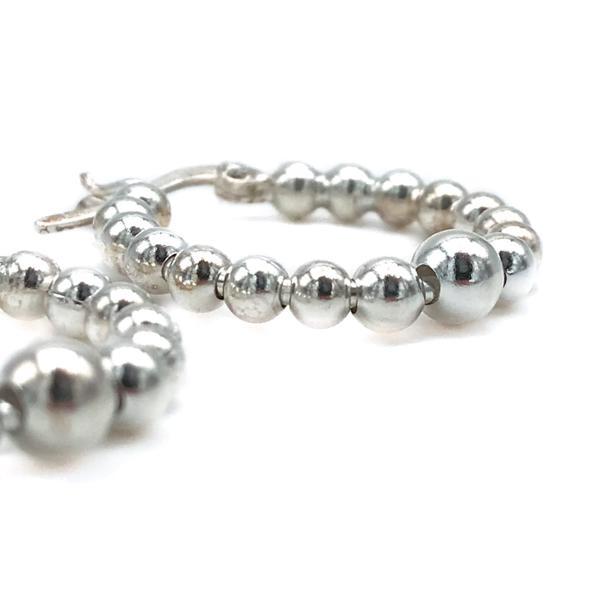 ORECCHINI CERCHIO SFERE PASSANTI ARGENTO 925 VARIE DIMENSIONI