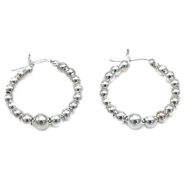 ORECCHINI CERCHIO SFERE PASSANTI ARGENTO 925 VARIE DIMENSIONI