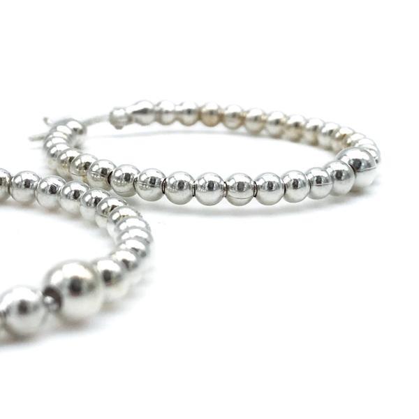 ORECCHINI CERCHIO SFERE PASSANTI ARGENTO 925 VARIE DIMENSIONI