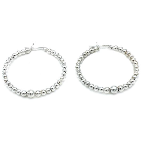 ORECCHINI CERCHIO SFERE PASSANTI ARGENTO 925 VARIE DIMENSIONI