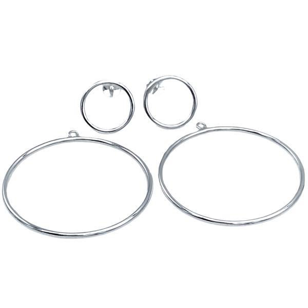 ORECCHINI MINIMAL CIRCLE PENDENTI DOPPIO CERCHIO ARGENTO 925