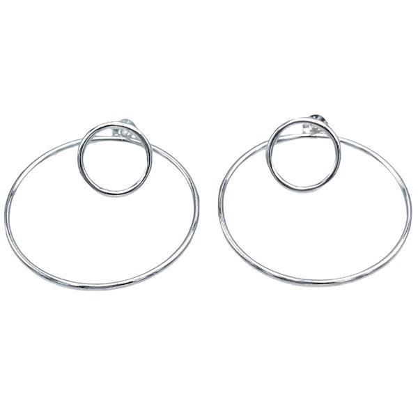 ORECCHINI MINIMAL CIRCLE PENDENTI DOPPIO CERCHIO ARGENTO 925