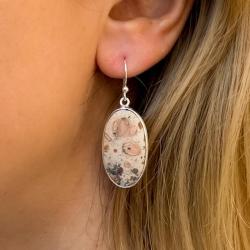 ORECCHINI MINIMAL CHIC PENDENTI OVALI AGATA SAKURA ARGENTO 925