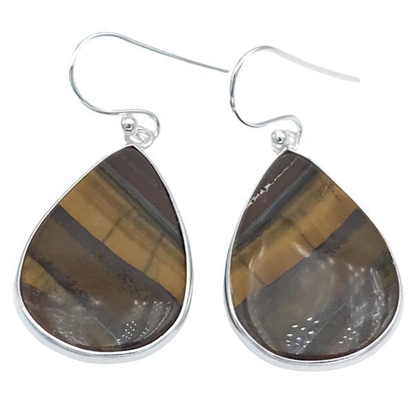 ORECCHINI MINIMAL CHIC PENDENTI GOCCIA OCCHIO DI TIGRE ARGENTO 925