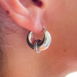 ORECCHINI ROCK CHIC MINI CERCHIO BOMBATI  MODANATURA  ARGENTO 925