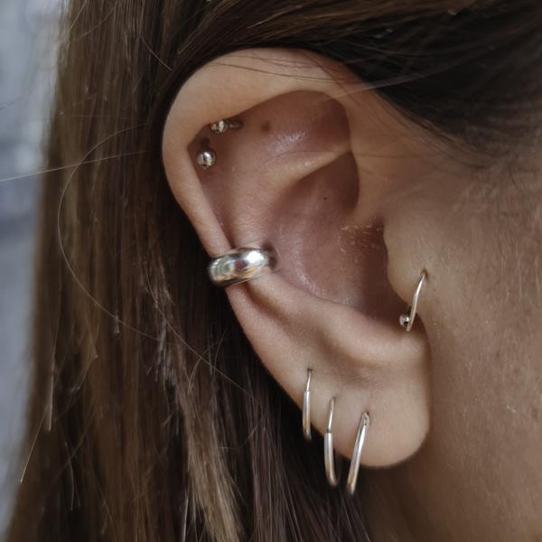 EAR CUFF MONO ORECCHINO BOMBATO ARGENTO 925