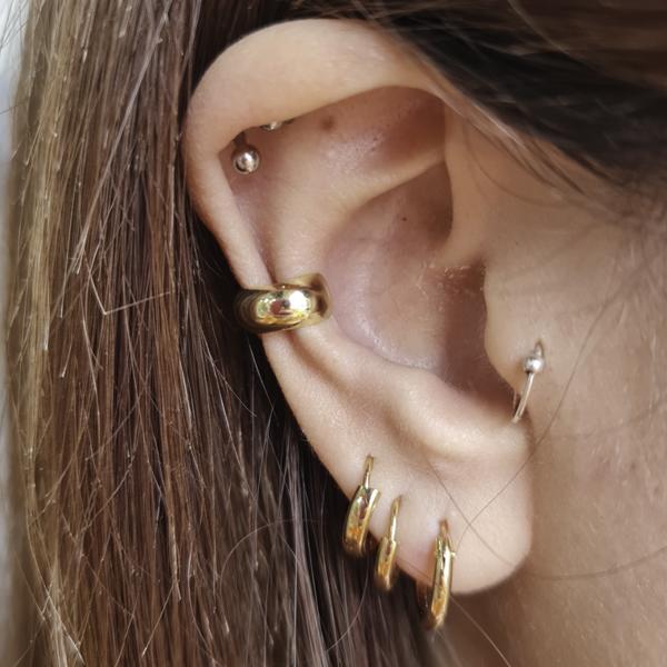 EAR CUFF MONO ORECCHINO BOMBATO ARGENTO 925 