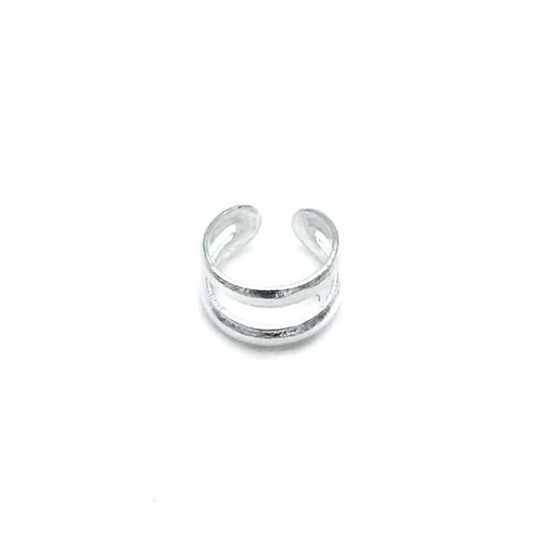 EAR CUFF MONO ORECCHINO DOPPIA FASCIA BOMBATA ARGENTO 925