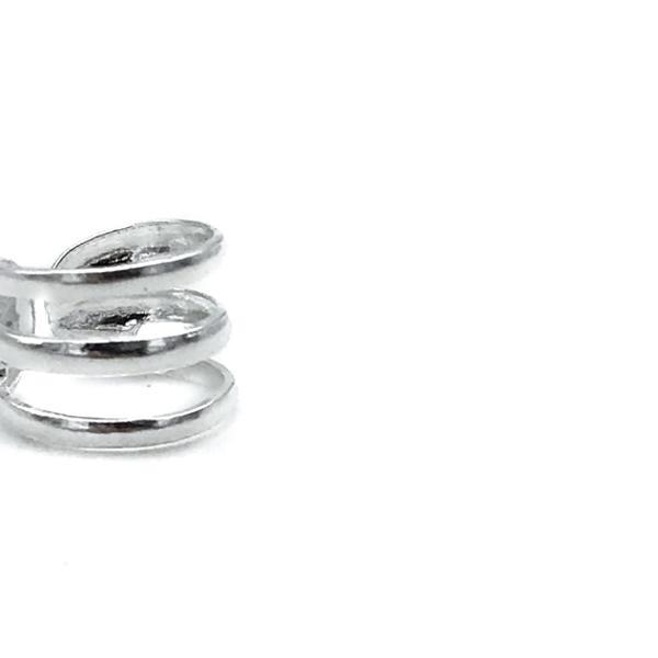 EAR CUFF MONO ORECCHINO TRIPLA FASCIA BOMBATA ARGENTO 925