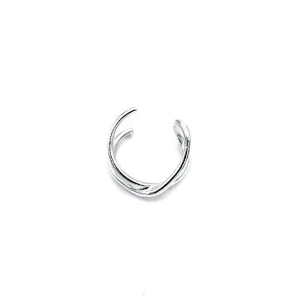 EAR CUFF MONO ORECCHINO FILI TUBOLARI INCROCIATI ARGENTO 925