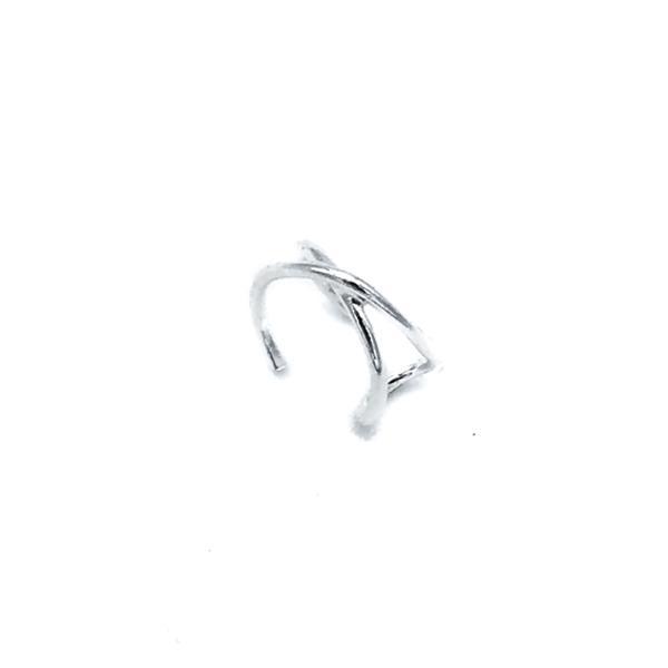 EAR CUFF MONO ORECCHINO FILI TUBOLARI INCROCIATI ARGENTO 925