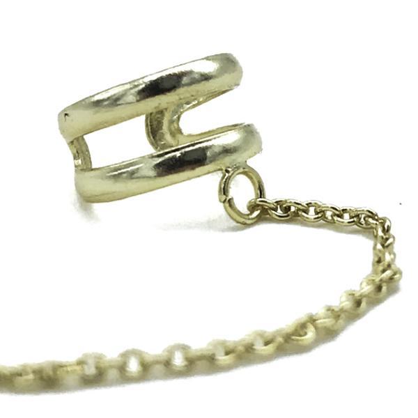 EAR CUFF CATENELLA MONO ORECCHINO DOPPIA FASCIA BOMBATA ARGENTO 925
