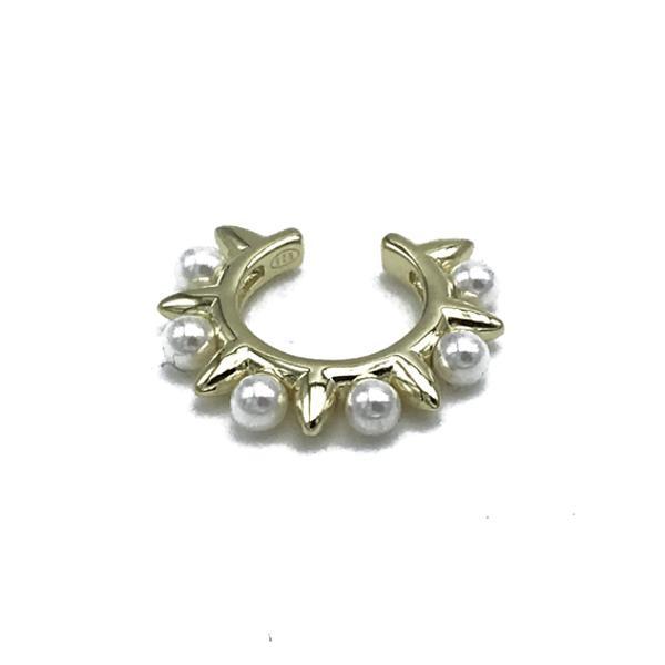 EAR CUFF FASHION PUNK  MONO ORECCHINO PERLINE ARGENTO 925