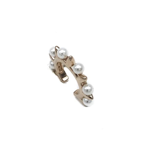 EAR CUFF FASHION PUNK  MONO ORECCHINO PERLINE ARGENTO 925