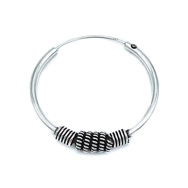 MONO ORECCHINO ETHNIC CERCHIO MODANATURA CENTRALE CORDA ARGENTO 925