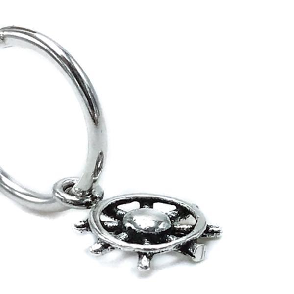 MONO ORECCHINO BOAT RUDDER CERCHIO CHARM TIMONE ARGENTO 925