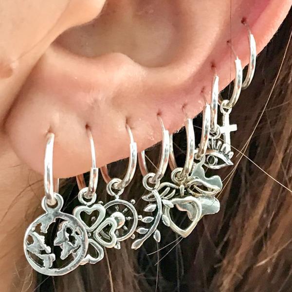 MONO ORECCHINO WORLD CERCHIO CHARM MONDO ARGENTO 925