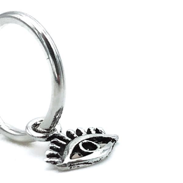 MONO ORECCHINO EYE CERCHIO CHARM OCCHIO ARGENTO 925