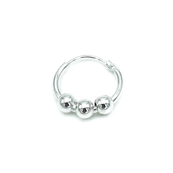 MONO ORECCHINO CERCHIO SFERE CENTRALI ARGENTO 925