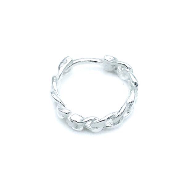 MONO ORECCHINO FASHION A CERCHIO CATENA GRUMETTA ARGENTO 925