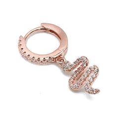 MONO ORECCHINO SNAKE CERCHIO CHARM SERPENTE ZIRCONI ARGENTO 925