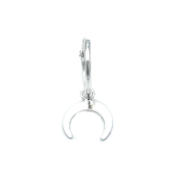 MONO ORECCHINO CERCHIO MOON CHARM MEZZALUNA PENDENTE ARGENTO 925